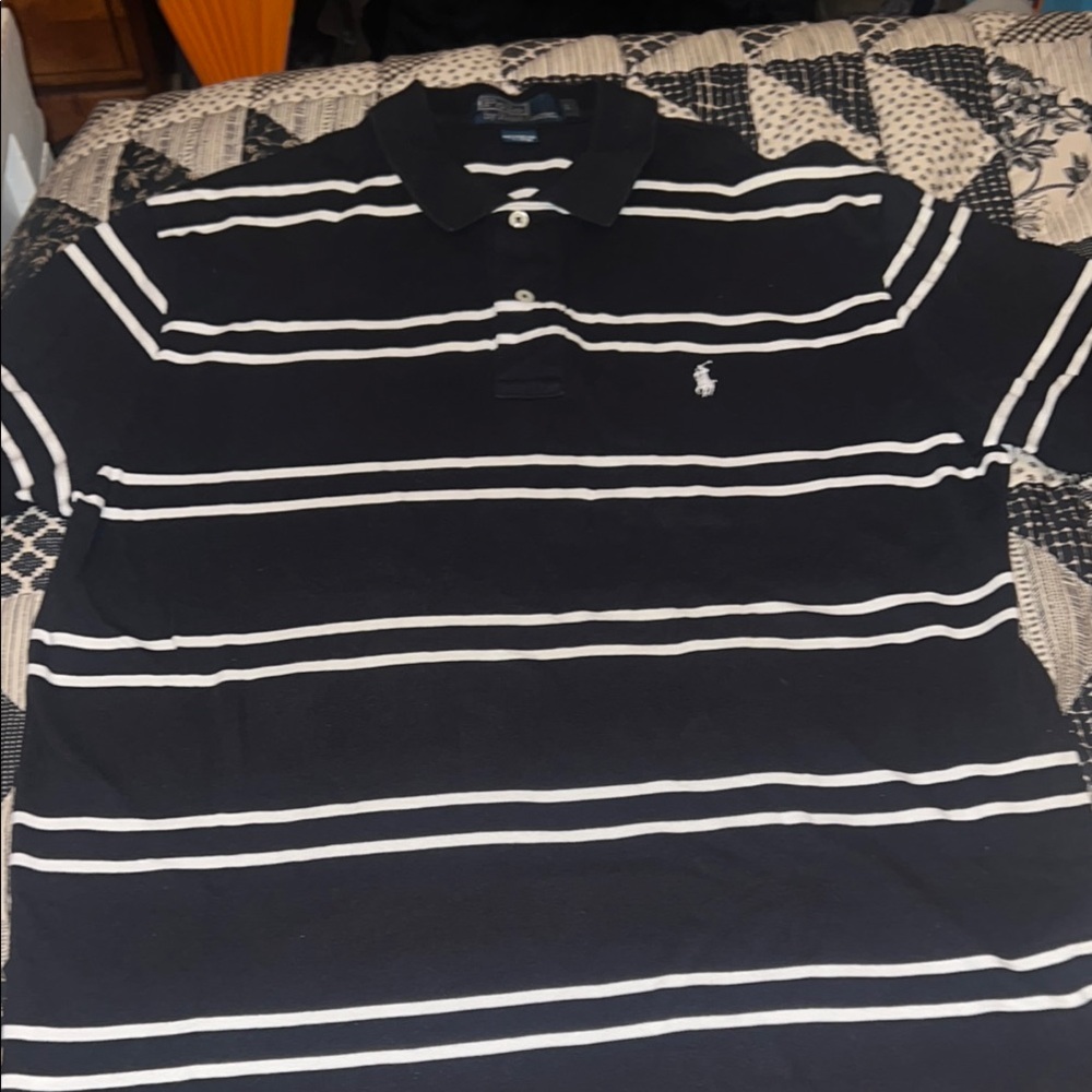 Polo by Ralph Lauren Black and White Striped Polo Shirt
